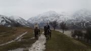 Horse riding in uzbekistan mountains